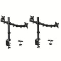 Dual Monitor Stand, Fully Adjustable Dual Monitor Arm for 2 Computer Screens 13 to 32 Inch, VESA 75x75/100x100mm, 45° Tilt & 360° Rotation, Space-Saving Desk Mount with C-Clamp/Grommet Options, Heavy Duty, Holds up to 17.6 lbs per Arm, Black