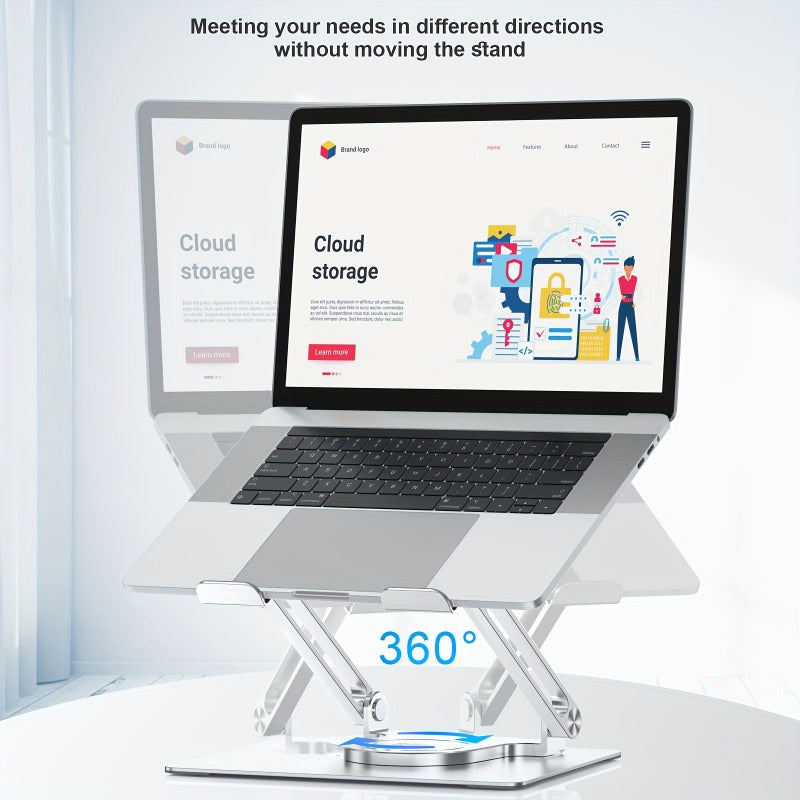 Adjustable Laptop Holder with a 360-Degree Rotating Base, Ergonomic And Foldable Design, Suitable for All Macbook Pro/Air Models And Laptops Up to 17 Inches