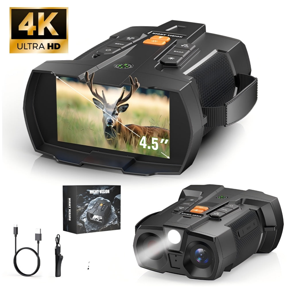 INSKAM 4K Ultra HD Night Vision Binoculars with 4.5” Large Screen & 10X Digital Zoom - Night Vision with 5000mAh Battery- for Night Observation, Compatible for Camping, Hunting, Security - USB Charging, Ideal for s &