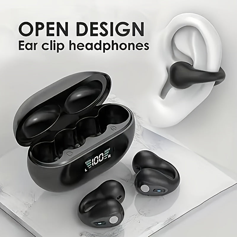 Menzluio Bone Conduction Wireless Headphones Active Call Noise Cancelling Earbuds 48 Hours Playback Time Hi-Fi Stereo Headphones for Iphone Airpod Pro/Android