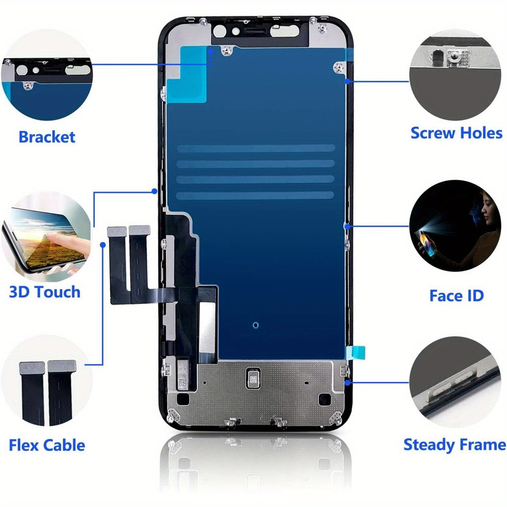 [IPhone 11 Screen Kit] For IPhone 11 Screen Replacement, Touch Digitizer Replacement With Repair Tool Kit + Magnetic Screw Pads + Screen Protector + Frame Adhesive (Black)