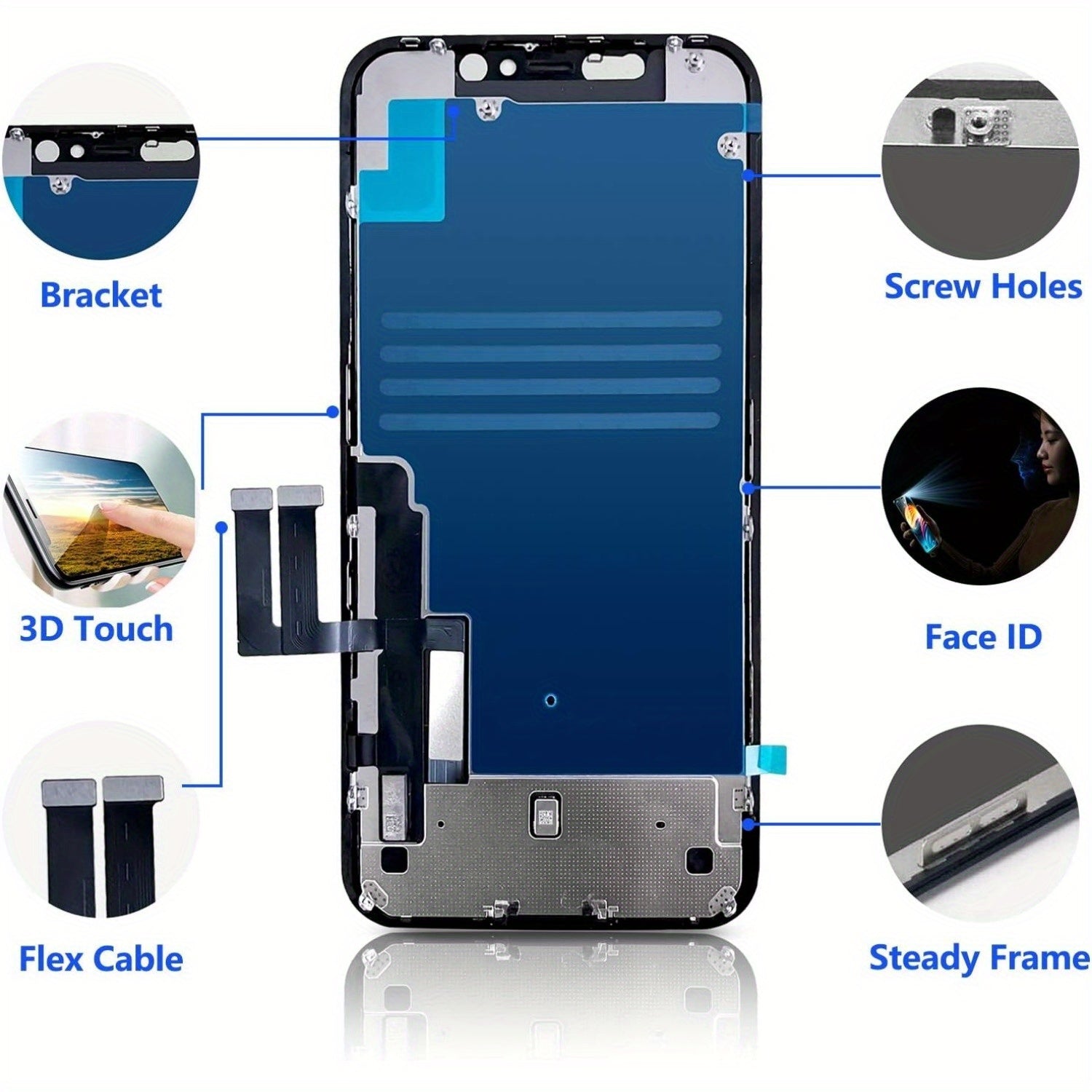 [IPhone 11 Screen Kit] For IPhone 11 Screen Replacement, Touch Digitizer Replacement With Repair Tool Kit + Magnetic Screw Pads + Screen Protector + Frame Adhesive (Black)