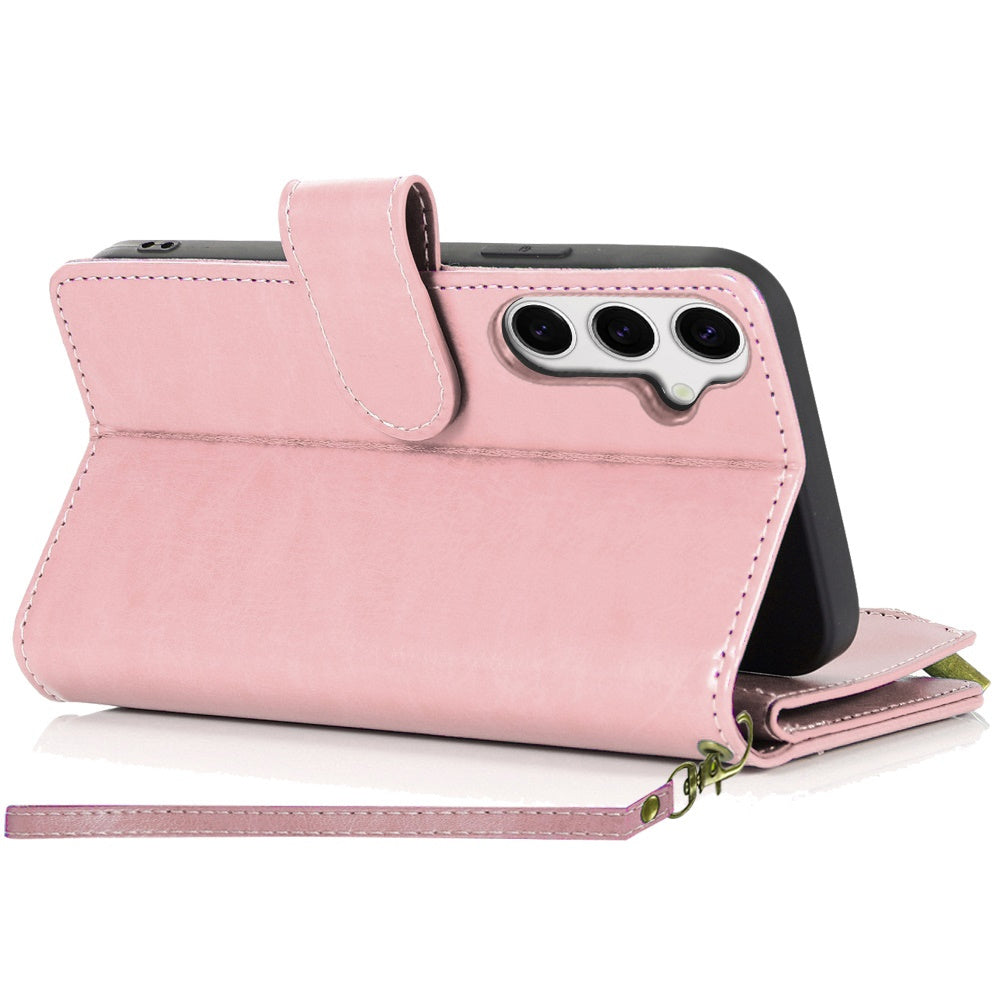 For Samsung Galaxy S25 FE Phone Case, Luxury Wallet Card ID Zipper Money Holder Case Cover