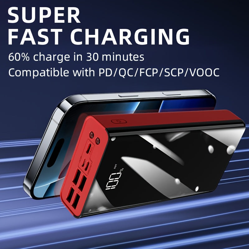 100000/50000mAh Portable Power Bank With Lighting, Fast USB Charger With LED Display, Flashlight And Emergency Power Reserve, Bidirectional Fast Charging, Can Charge Multiple Devices At The Same Time, Outdoor Camping Lights, Holiday Gifts