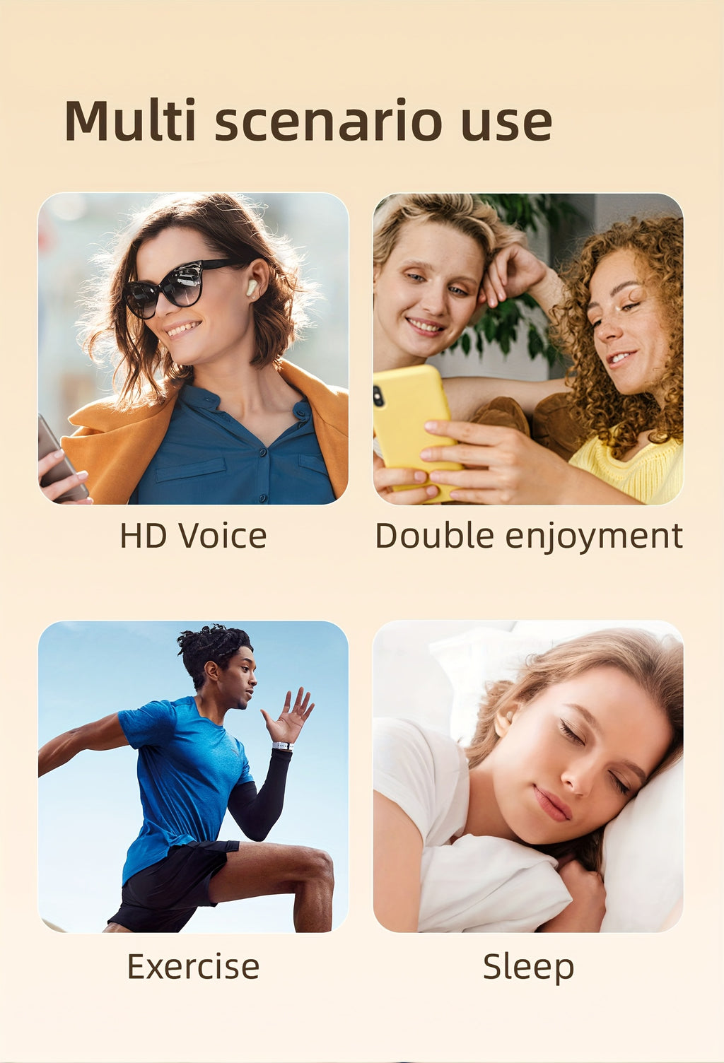 MSHUKCOE 2in1 Wireless Wireless Headphones, Mini Invisible Sleep Earbuds, Sports Noise Cancelling Earphones Comfortable To Wear, Low Bass 6D Sound Effect HIFI Music, For Leisure, Office, And Classroom, Long Battery Life, Suitable For Birthday Gifts