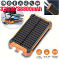 [Solar Power Bank] 32800/38800mAh Solar Power Bank Wireless Charger Built In 4 Cables 6 Outputs 15W Fast Charging Power Bank With Dual Flashlights -for Travel, And Camping External Backup Battery Pack, Emergency Backup For GPS, Flashlights, For IPhone 17/