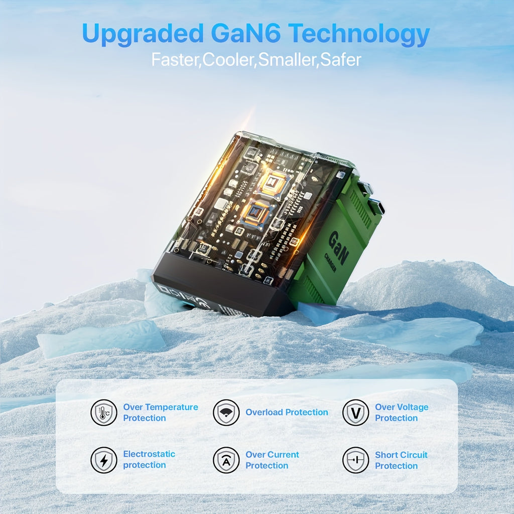[Christmas Gift] Portable 66W/120W Gan Fast Charger With Retractable Cable And Foldable Plug, With Portable Retractable Charging Plug, Travel Adapter For Iphone 17/16/Pro/Pro Max/15/14, For Galaxy/Ultra Series - Green/Yellow/Black - Christmas Gift