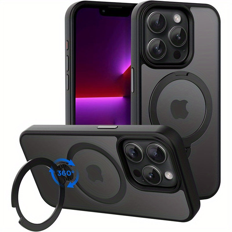 [Rotating Stand, iPhone Mount] 360-Degree Rotating Ring Stand Compatible with iPhone 16, 15, 14, 13, 12 Plus Pro Max | Magsafe Car Phone Mount, Ideal for Desktop Meetings/Videos
