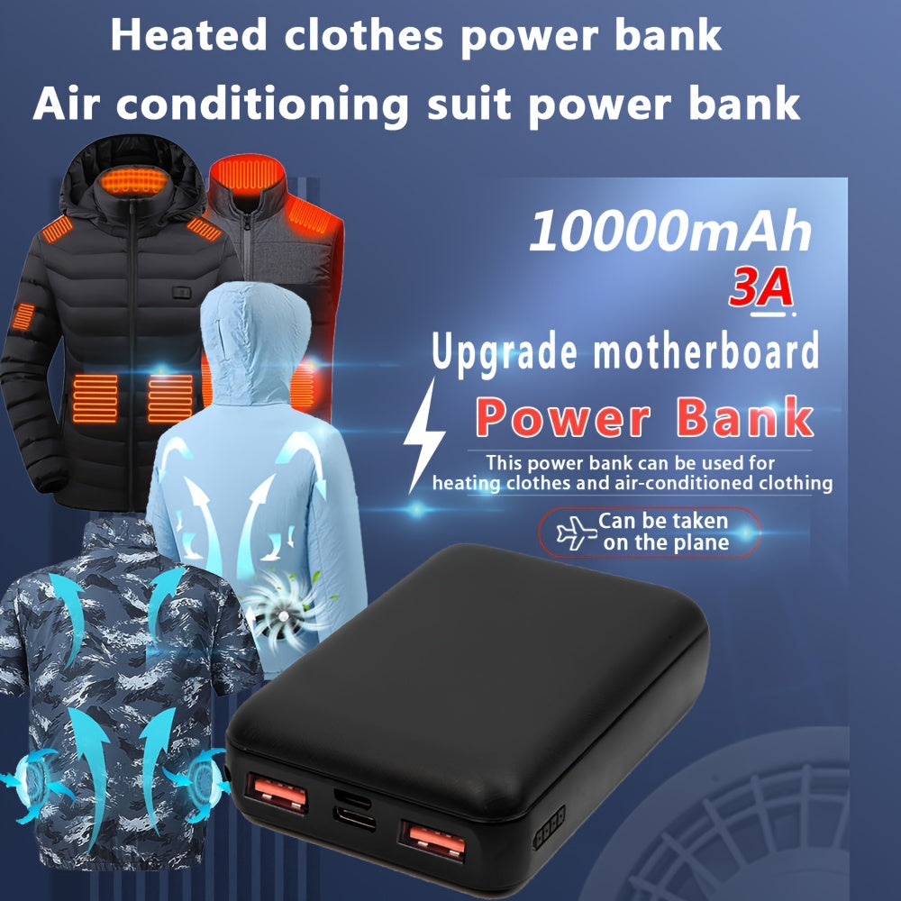 10000mAh Portable Power Bank For Heated Clothing, Heated Jacket, Heating Vest, Pants, Heated Hoodie External Battery, Pack Rechargeable Lithium Battery, 5V/2A USB Charging, Max Output 3A, Can Be Used As A Mobile Phone Power Bank