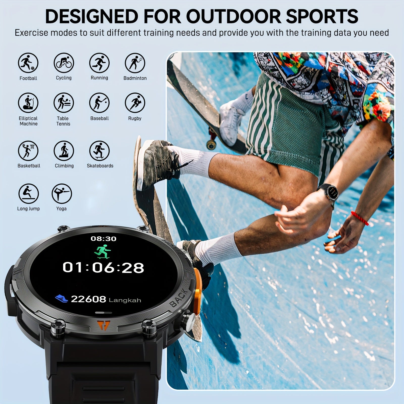Smart Watch for Men, Wireless Answer Make Calls, Message Notification, HD Touch Smartwatch, Step Counter Sports Smart Watch, Compatible with iPhone and Android Phones