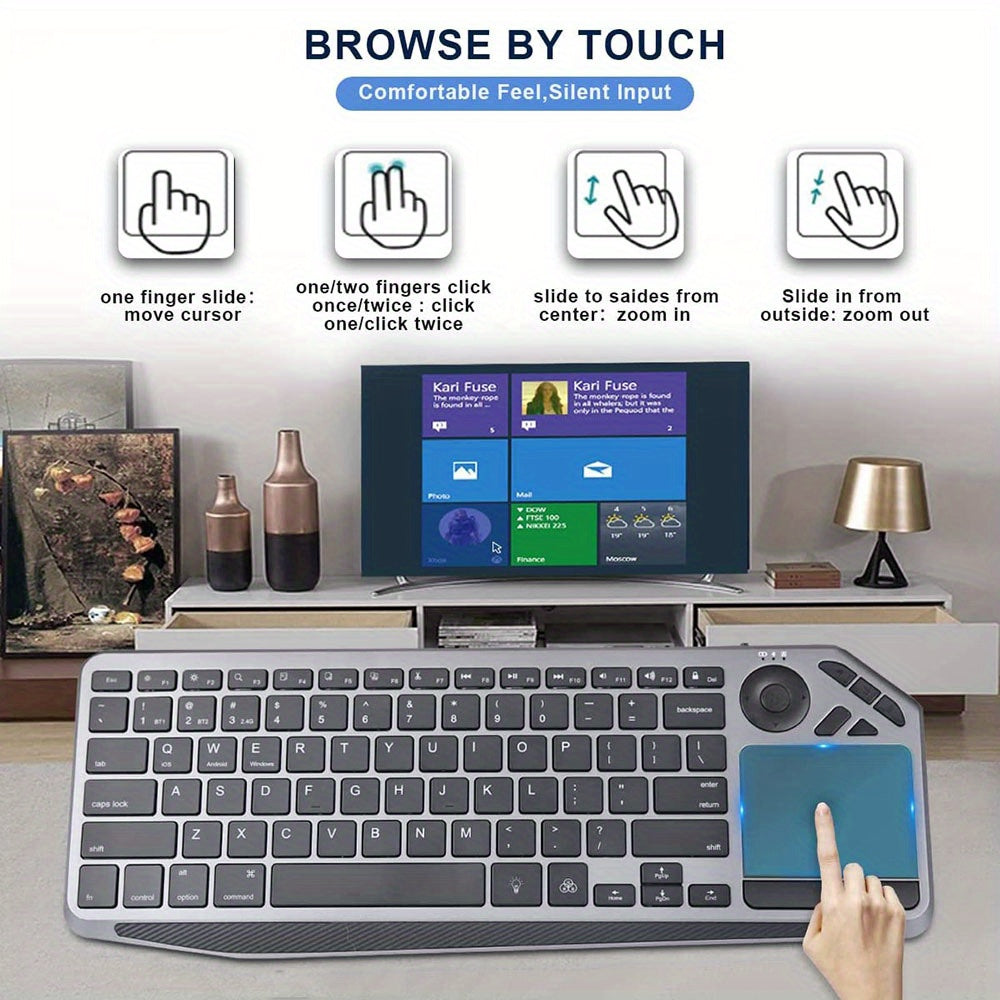Wireless 2. 4G Wireless Touch Dual-Mode Keyboard Computer Tablet Smart TV Keyboard Multimedia Hot Key Keyboard Colorful Luminous Keyboard