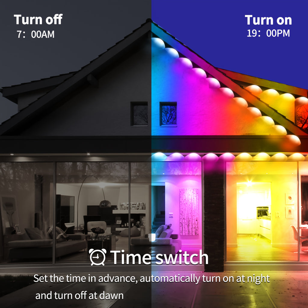 [RGB Eaves Lights] 500Ft Permanent Outdoor Light, RGB Eaves Lights, Scene Modes Outdoor Under Eave Lighting, Led Lights for Decor, Garden Decor, House, Party