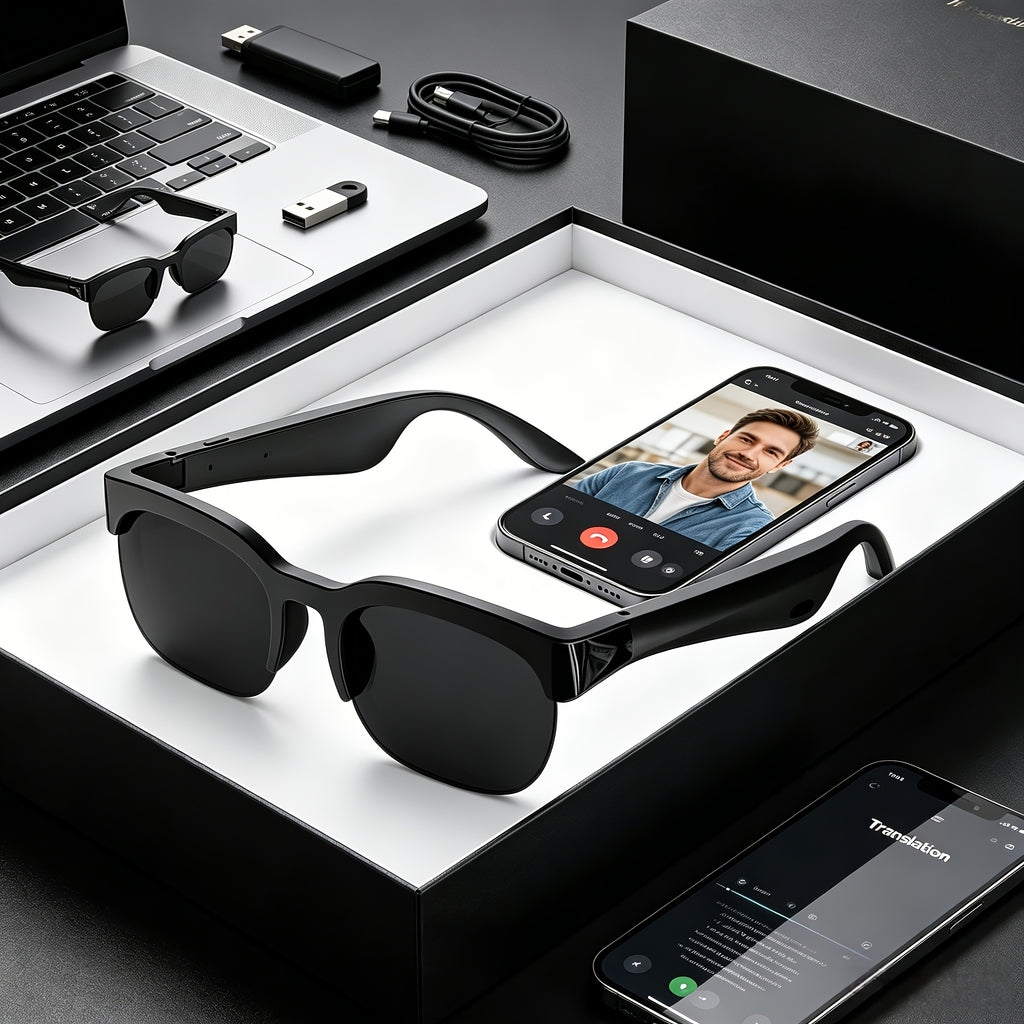 2026 New AI Smart Glasses, Multifunctional Cutting-Edge Technology for Real-Time Translation, Recognizes 160 Languages, Supports Real-Time Translation And Meeting Minutes Summarization, Suitable for Various Occasions, Suitable for Both Men And Women