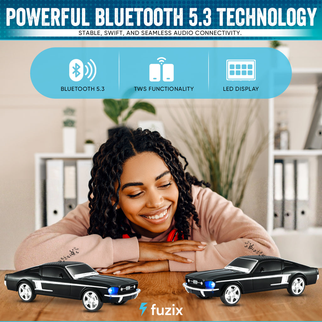 Fuzix WS-1967 Car Bluetooth Speaker – Retro Replica Design with LED Lights, Wireless Stereo Sound, FM Radio, USB/TF/AUX Input, Multiple Playback Modes, Rechargeable Battery, Clear High-Quality Audio, Perfect for Home, Travel, Parties & Festival Gifts