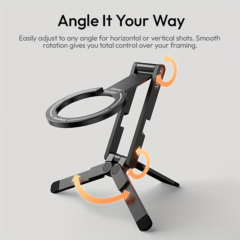 ULANZI MA60 0.8Cm Ultra-Slim Magnetic Phone Tripod - 5-In-1 Foldable Stand W/ 14N Dual-Side Magnet, 500G Load for Content Creation (Desktop/Handheld/Vlog)