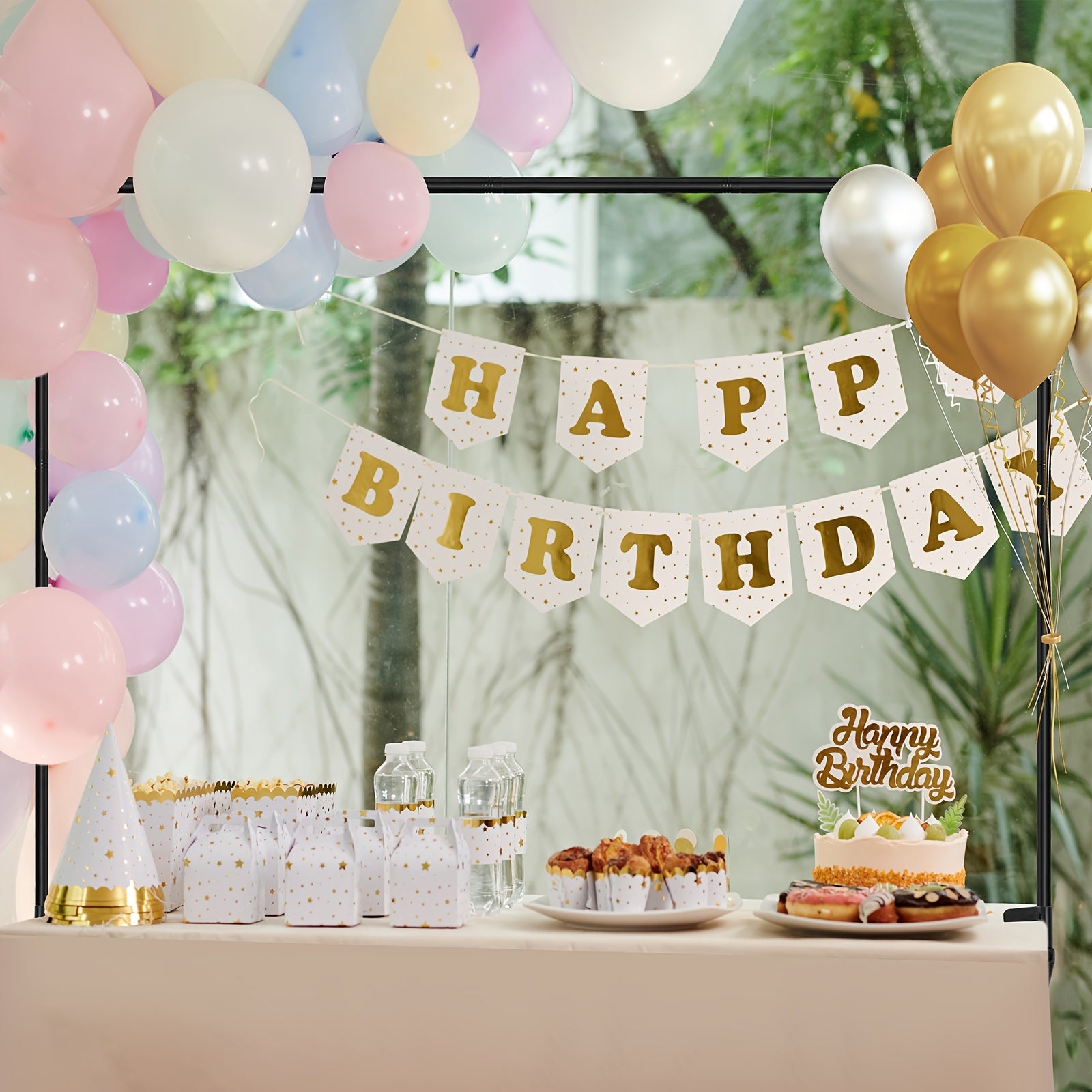 4X8 FT Desktop Arch Stand - Tool-Free Assembly, Setup, Clip-On Style, Durable Metal, Compact Backdrop Stand, Ideal for Photo Booths, Floral Balloon Arrangements, Event Parties, Photography Gear, Essential Party Decorations