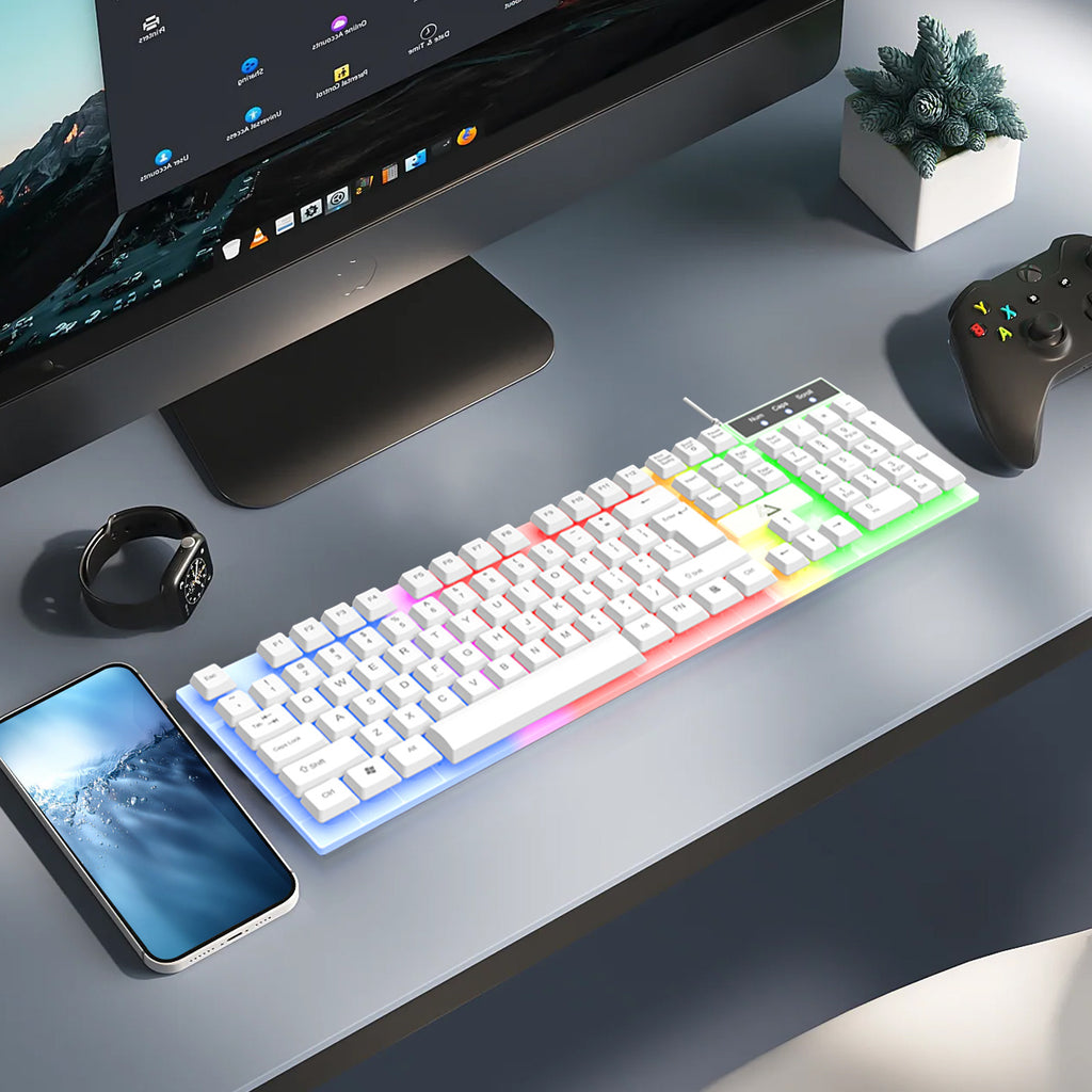 Computer Desktop Gaming Keyboard and Mouse Set Wired USB Keyboard and Mouse Combo with Backlight for PC