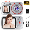 Digital Camera, Vlogging Camera, 72MP 2.5K Compact, 16X Zoom, Auto Focus - Vintage CCD Camera with 32GB Card - Ideal Retro Gift for Teens, Begginers