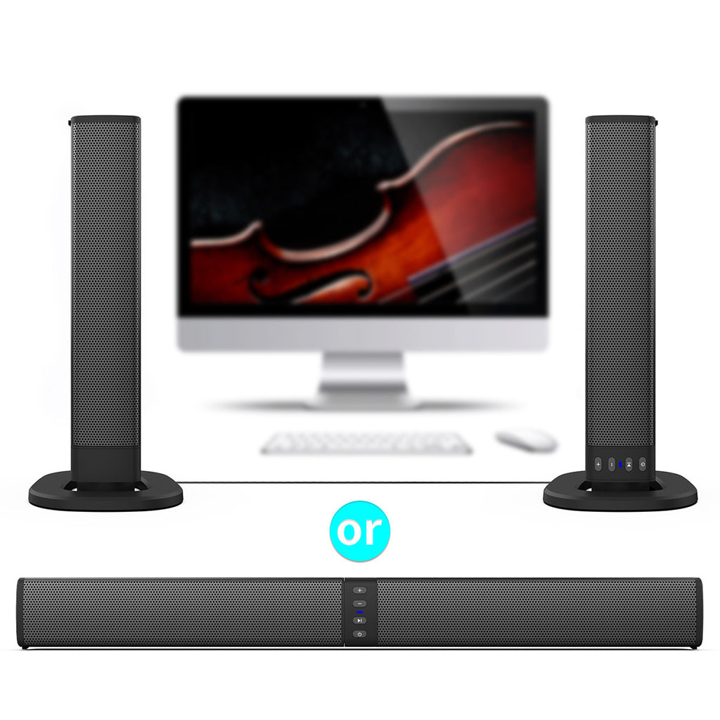 Separable All-in-One Home Theater Sound Bar, Surround Sound System TV Soundbar with 4pcs 5W Magnetic Speakers and 1pc Echo Tube, Supports Wireless, AUX Connection for PC/Gaming/Projectors, TWS, Black