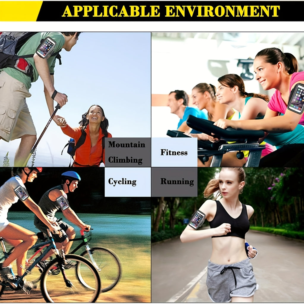 Running Armband, Running Smartphone Case, Smartphone Armband, Compatible with Face Authentication, Touch Control, Adjustable, Waterproof, Sweatproof, Lightweight, Storage for Small Items
