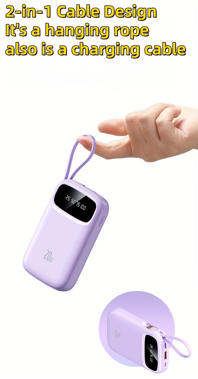 10000mAh Pocket Size Mini Cute 5W Slow Charging/15W Fast Charging/22.5W Super Fast Charging Portable Cartoon Power Bank, Small Size Large Capacity High Appearance, Built-with 3 Cables, High-Speed Rechargeable Battery, Travel Must Have, for iPhone
