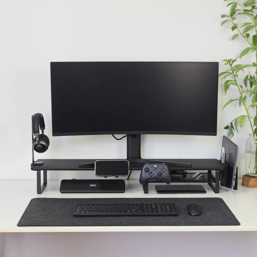 [Monitor Stand Organizer] A Versatile Monitor Stand That Includes a Headset Holder, a Stand for Phones And Tablets, And a Game Controller Holder, Designed to Organize Your Desktop for Computer Monitors, Laptops, Gaming, And Office Use