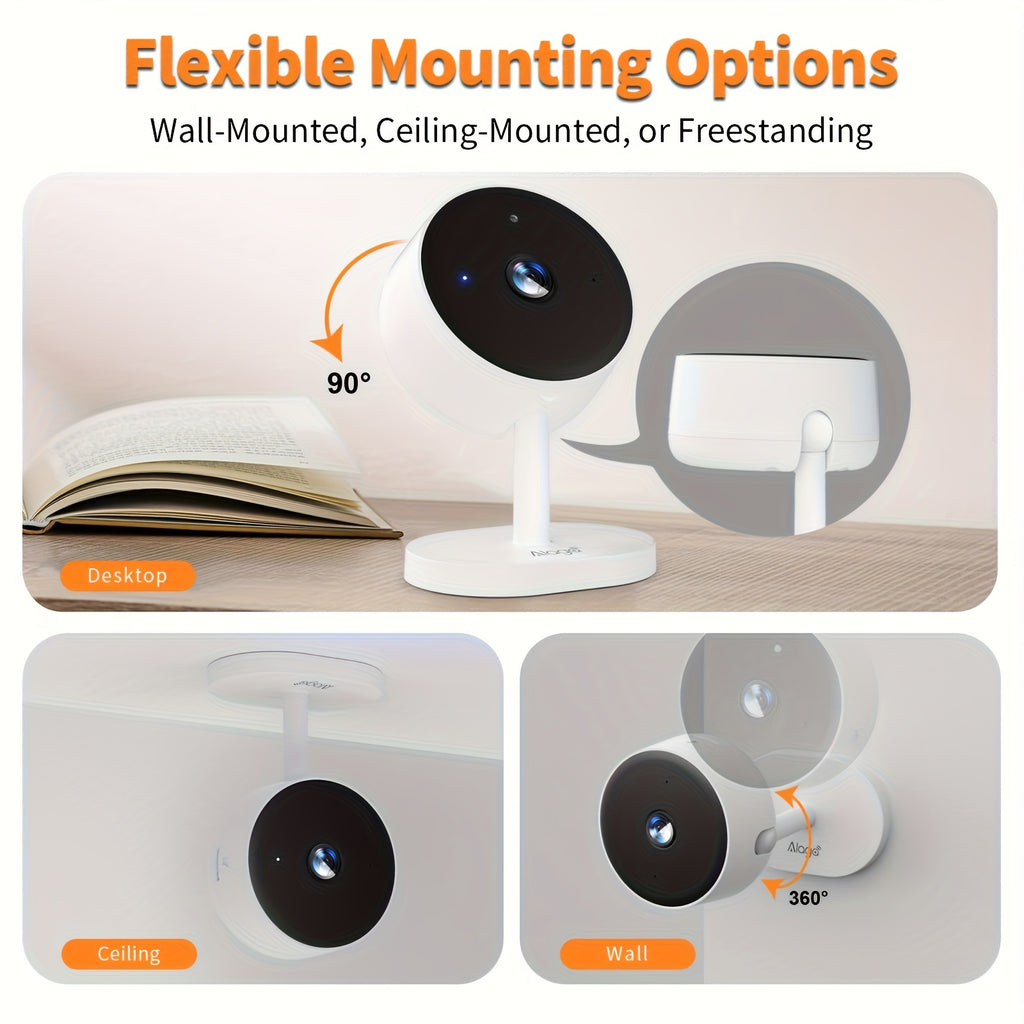[Night Vision, Motion Detection] Card-Style WiFi Security Camera, 3MP 2K HD Security Camera, 5G And 2.4G, With Two-Way Audio, Night Vision, Motion Detection, Alarm, Cloud And SD Card Storage, Compatible With Alexa And Home, Protect Your Home, Shop And Pri