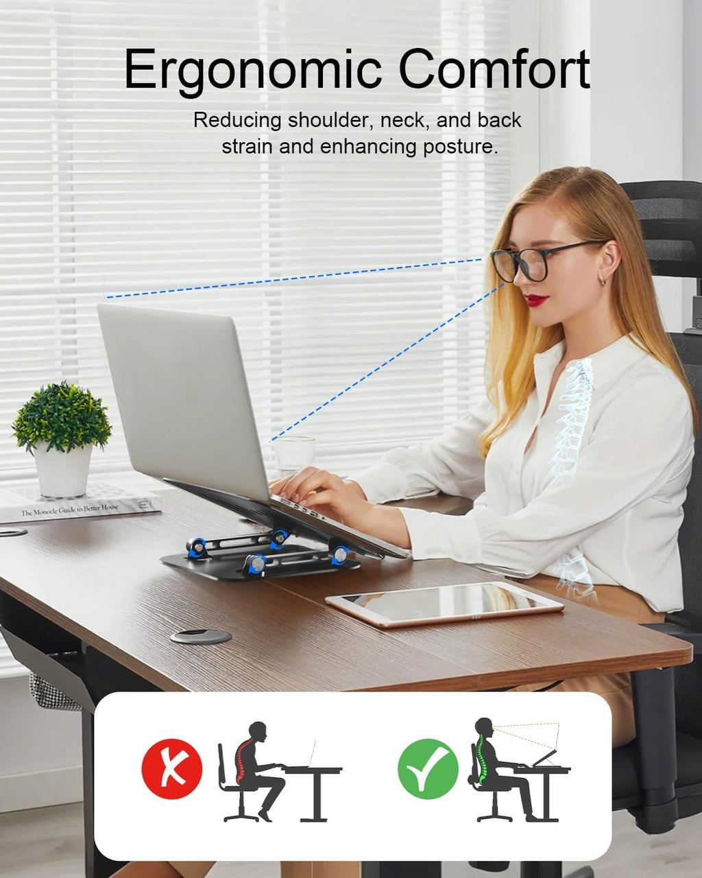 Laptop Stand, 2-in-1 Computer And Mobile Phone Stand, Adjustable, Computer Stand - Ergonomic, Suitable for Office And Home Use, Folding Design, Heat Dissipation, Suitable for 10-16-inch Laptops.