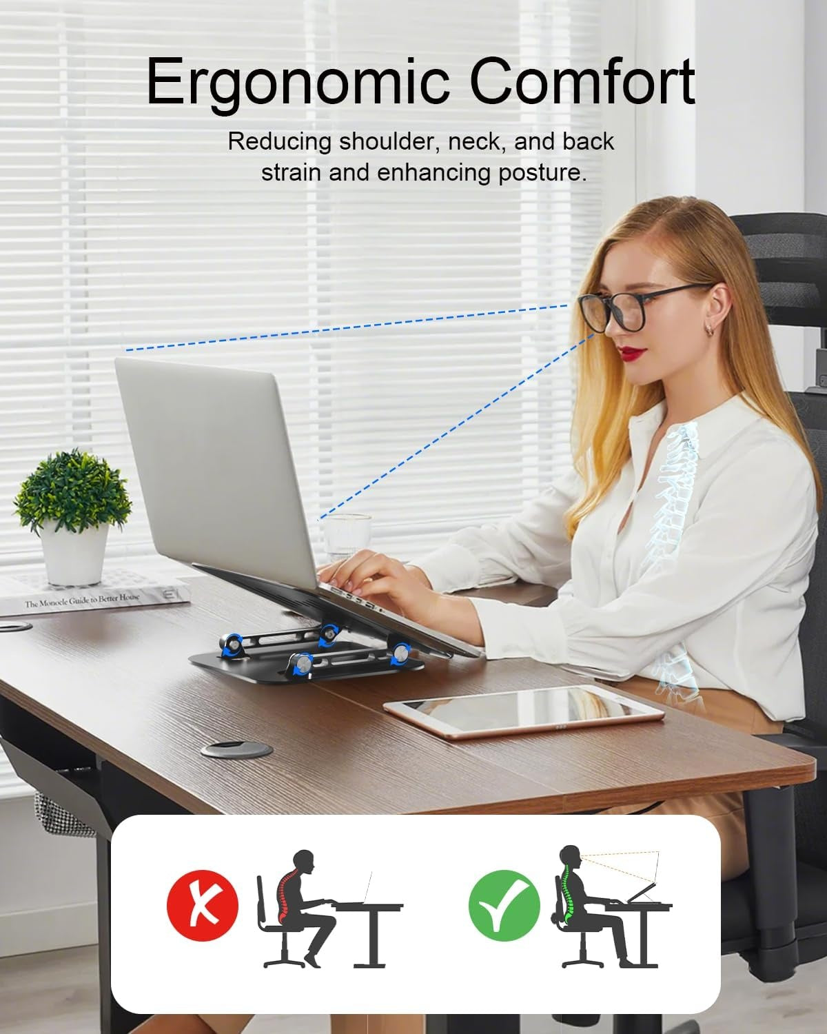 Laptop Stand, 2-in-1 Computer And Mobile Phone Stand, Adjustable, Computer Stand - Ergonomic, Suitable for Office And Home Use, Folding Design, Heat Dissipation, Suitable for 10-16-inch Laptops.