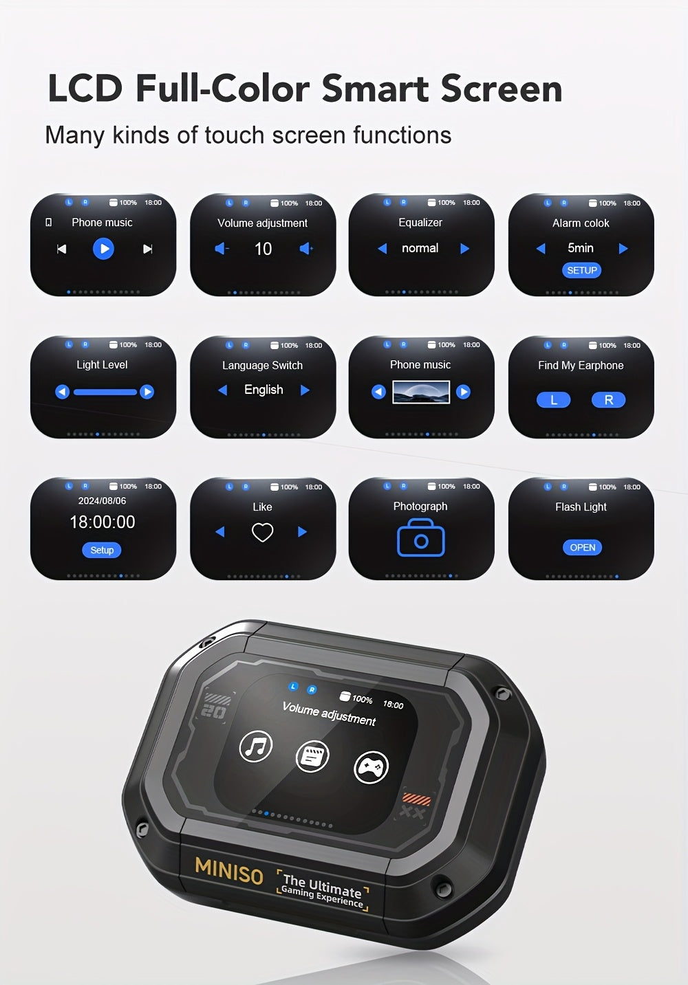 MINISO M98 AI Translation Wireless Earbuds Feature Open-Ear Design And Support for 135 Languages with Real-Time Translation. These Headphones Come with a Full-Color Display, Touch Screen, And Gaming Headset Capabilities