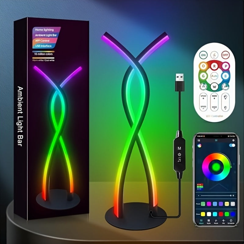 Smart Lamp, Music Sync RGB LED Light Bars, Rgb Desk Lamp And Night Light, Application Control&18 Key RC, Gaming&TV Backlight, Ambient Lighting, Gaming Equipment, Gaming Desk Accessories, Remote Control Table Lamp, 5V USB Power Supply, Alien Desktop Light&