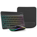 10-Inch Wireless RGB Backlit Gaming Keyboard and Mouse Set, Portable Keyboard Mouse and Mouse Pad Combo for PC iOS Android Tablets and Computers