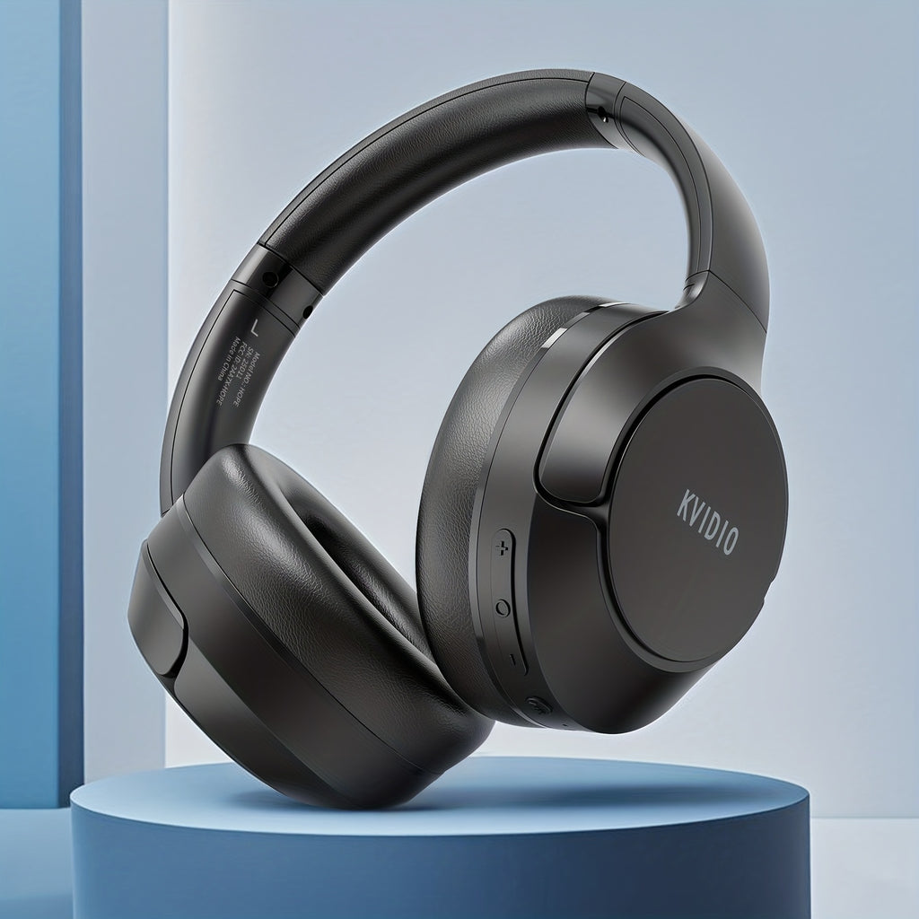 Advanced Hybrid Active Noise Cancellation Wireless Over-Ear Headphones with Microphone, Foldable Design, Lightweight,, Vivid Deep Bass, Support Dual Device Connection, Type-C Interface, 70 Hours Playtime for Home Office Travel Birthday Gift, Black