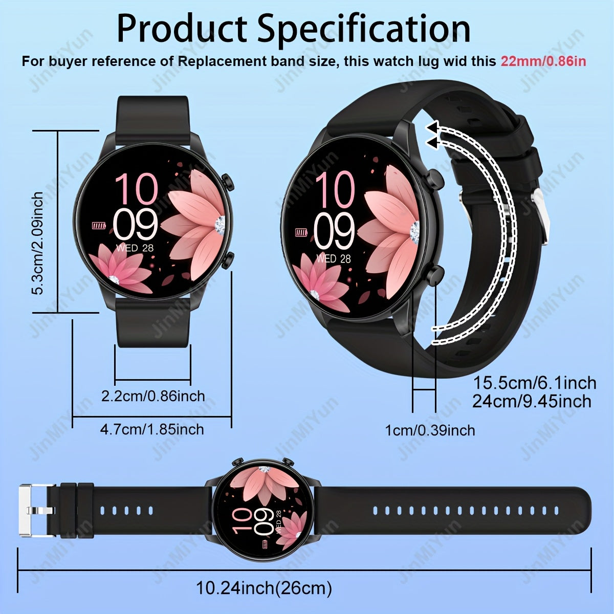 1. 5-Inch Full Screen Touch Sports Smartwatch, Suitable for Men and Women Outdoor Fitness Watch with Wireless Call/Message Alerts/Multiple Sports Modes, Multi-Function Phone Answering/Dialing, Remote Photo Capture/Music Playback, Activity Tracker &