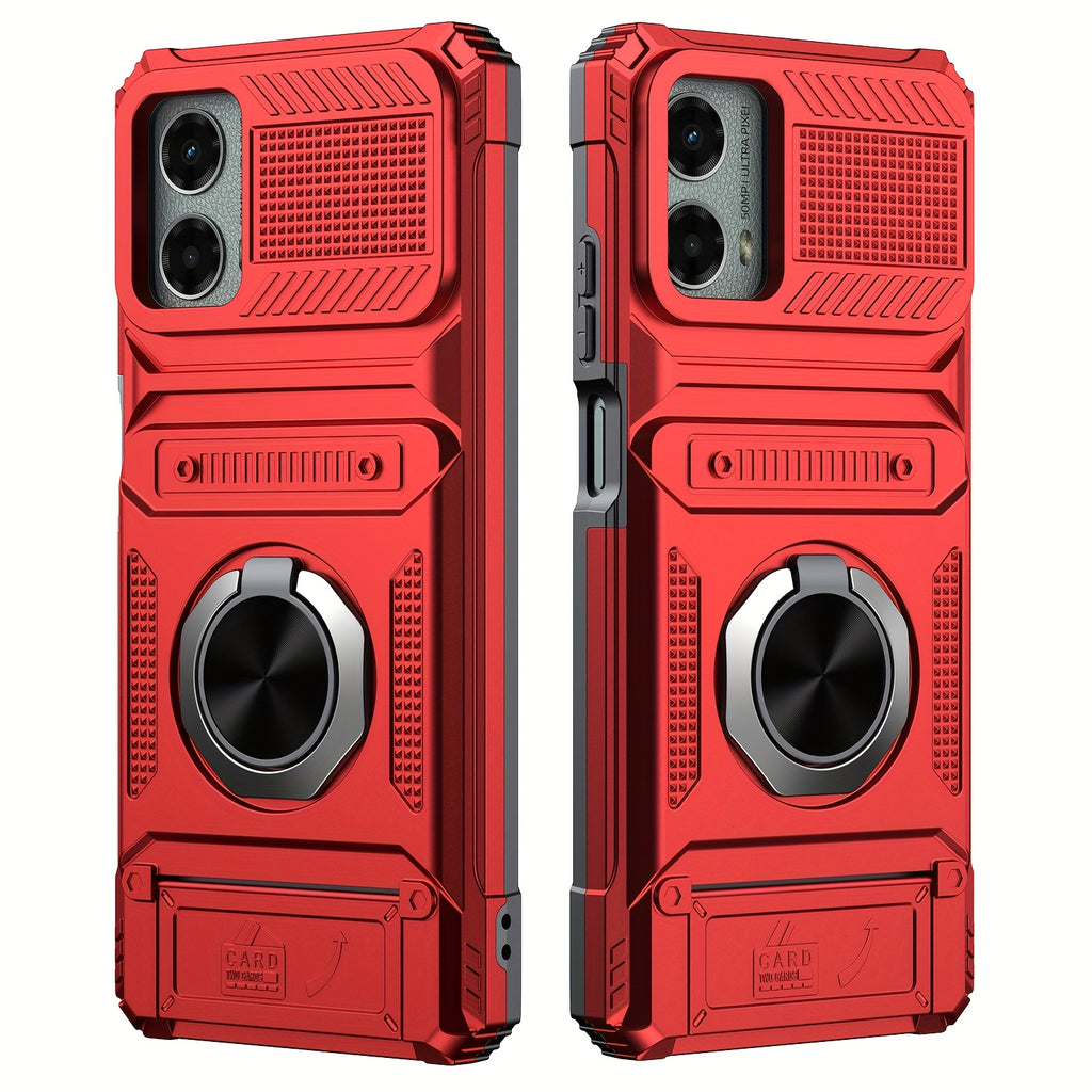 Phone Case - Robust And Shock-Resistant Phone Cover for The for Motorola for Moto G 5G 2025, Featuring a 6.7-Inch Size And a Card Holder That Accommodates Two Cards, Along with a 360° Rotating Magnetic Ring Stand And a Dual-Layer Wallet Design