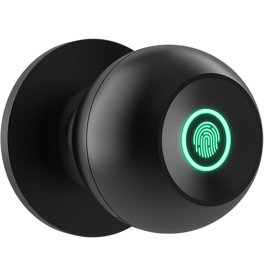 Smart Door Knob, Fingerprint/APP/Physical Key, Entrance Mode/Passage Mode/Privacy Mode, Rechargeable Lithium Battery