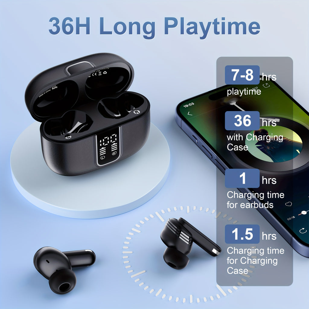 ANKRIYUL Wireless Stereo Earbuds, Sports Headphones Featuring ENC Noise Cancellation, Designed for Smartphones, Laptops, Tvs, Music, And Calls, Complete with a Charging Case.