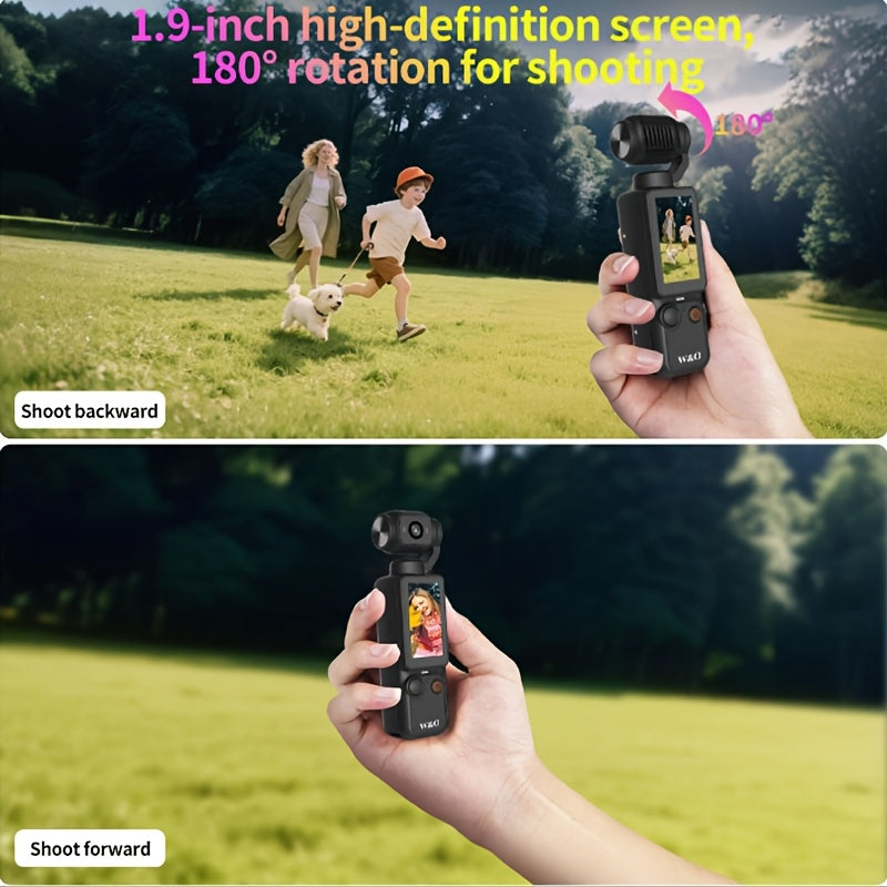 4K UHD Body Camera, with 32GB Card, Mini Video & Audio Pocket Cam, 1.9inch HD Camera, 2000mAh Long Battery Time, 16X Zoom, 180° Rotation for Outdoor Sport, Bike, Travel, Personal Civilians (Pocket Camera 2). Ideal Gift for Xmas