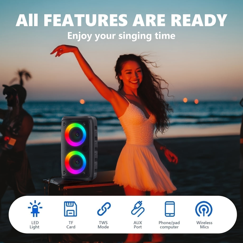 HY-3317 Wireless Speaker with Microphone, Large Speaker, Portable Speaker, Subwoofer, Outdoor Wireless Speaker, for Party Disco Lights, TWS, TF, AUX, MIC, Suitable for Party Use
