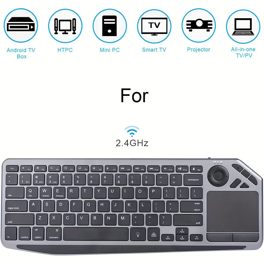 Wireless 2. 4G Wireless Touch Dual-Mode Keyboard Computer Tablet Smart TV Keyboard Multimedia Hot Key Keyboard Colorful Luminous Keyboard