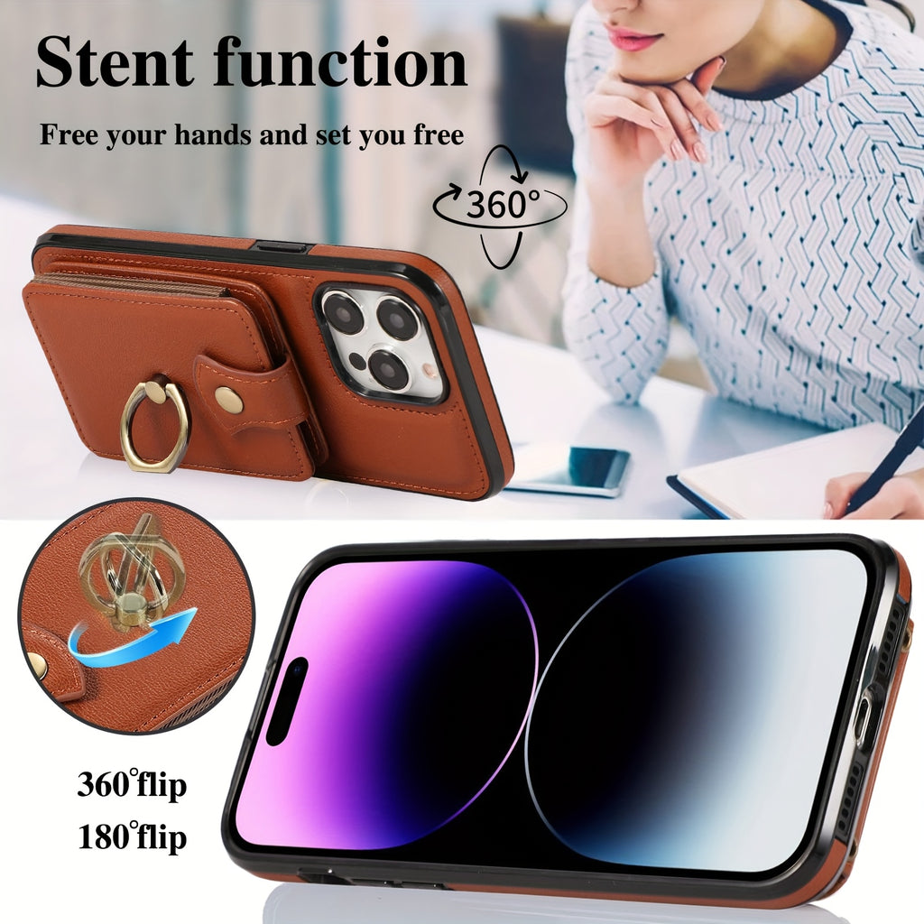 Phone Case: 2-in-1 Magnetic Case with Card Holder & Kickstand for iPhone 12/13/14/15/16 Plus/Pro Max -RFID Blocking, Shockproof Armor Bumper, Slim Heavy-Duty, Wireless Charging Compatible, Great Gift for Her