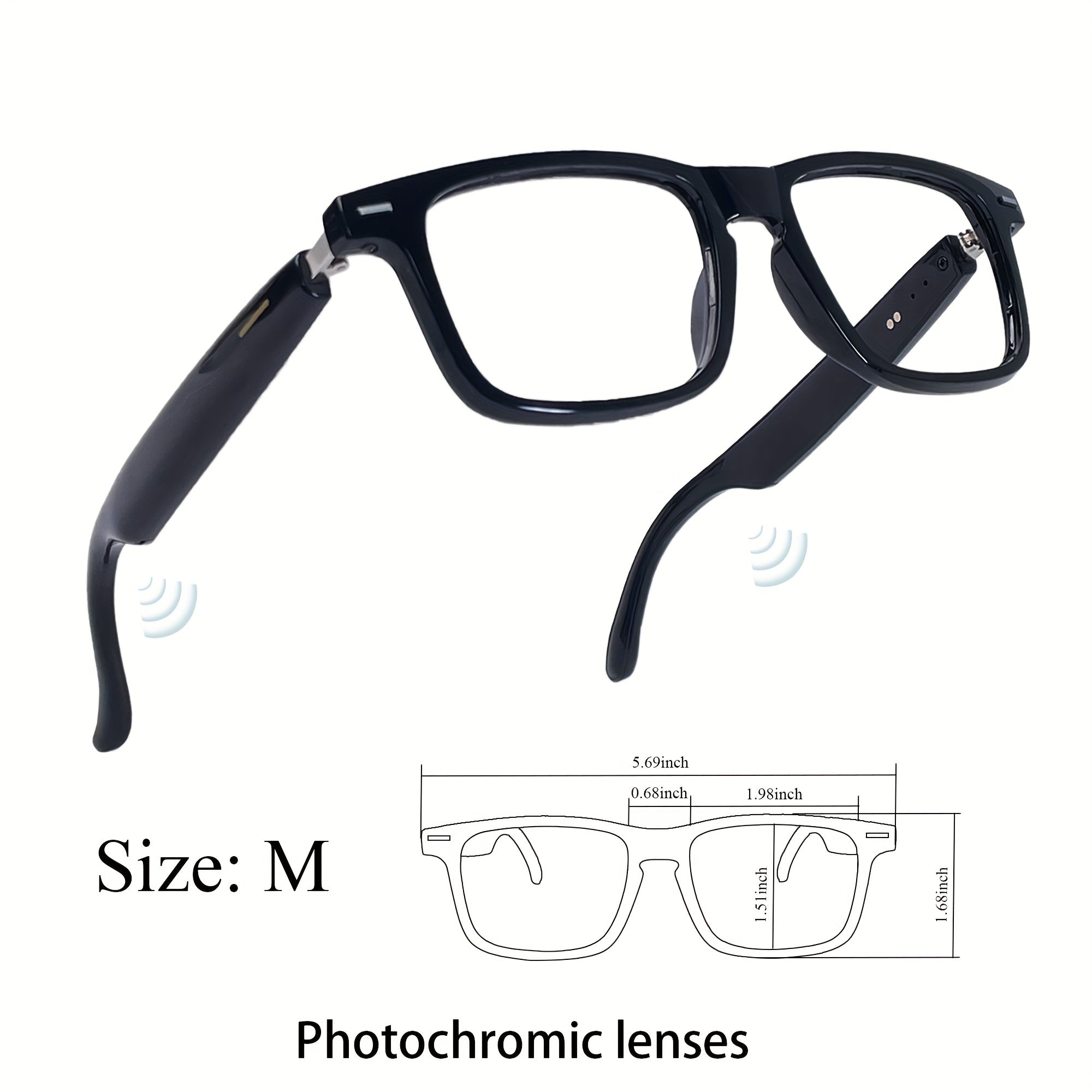 AI Smart Glasses, Supporting Real-time Translation in 160 Languages, Equipped with a GPT Chat System, Unisex Multifunctional Audio Glasses with Built-in Microphone and Speaker, Featuring Music Playback and Hands-free Calling During Calls