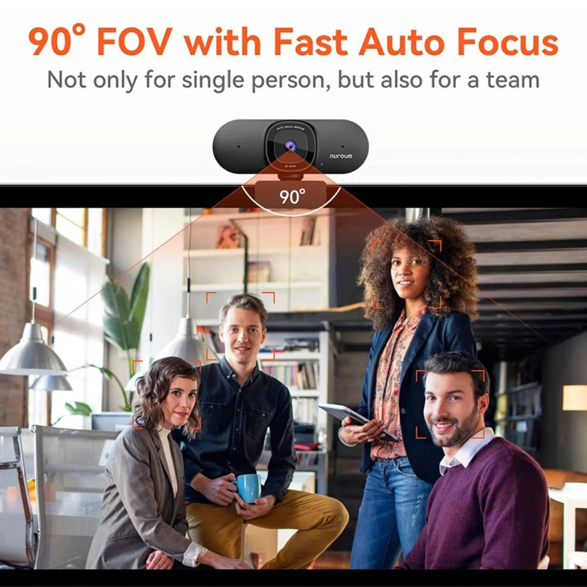 NUROUM 1080P/2K/4K Webcam with AI Auto Framing And True Autofocus Dual Noise Canceling Mics 90 Degree FOV Plug And Play for Zoom Meetings Gaming Home Office, V11/V15/V32