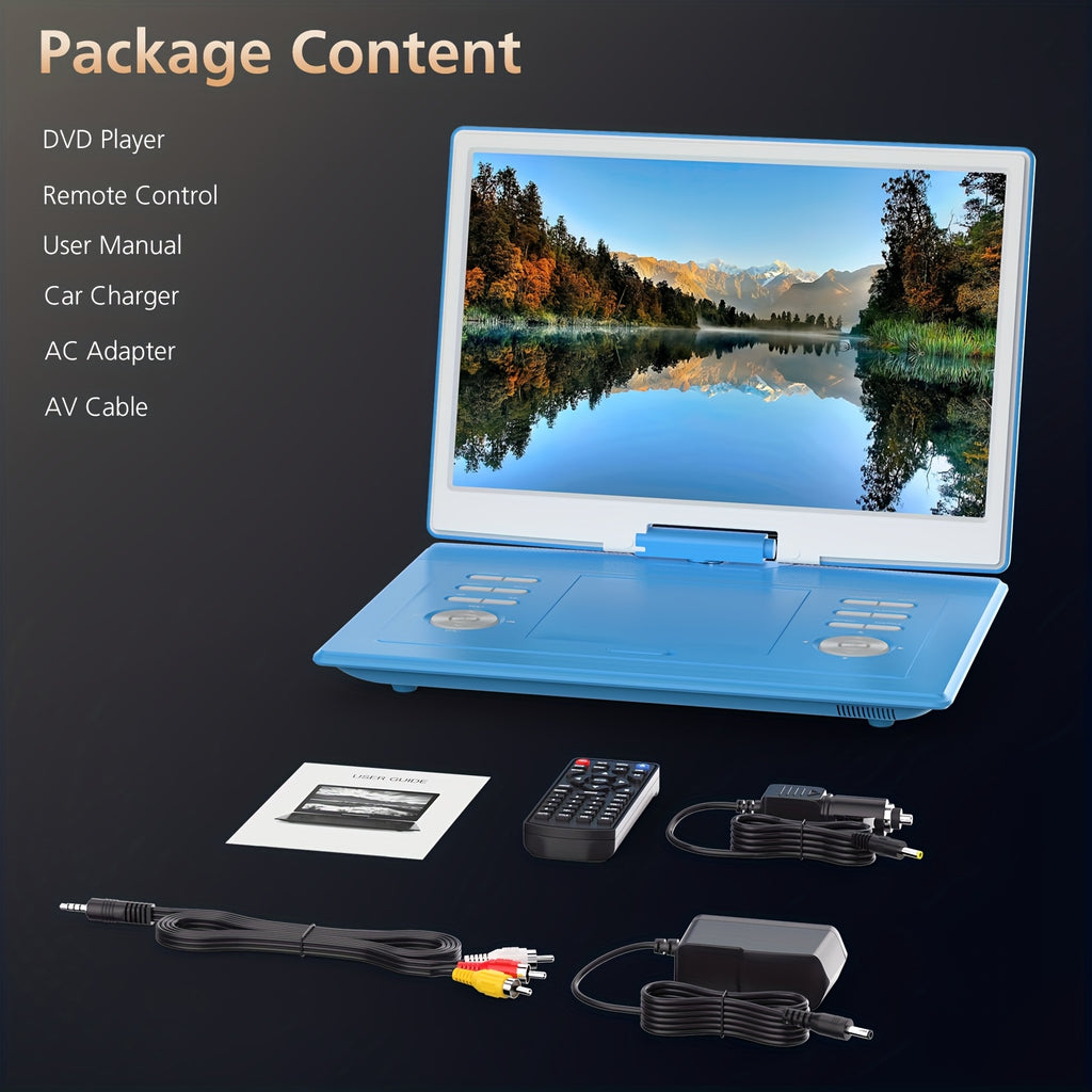 17.9" Portable DVD Player With 15.6" Large HD Screen, 4-6 Hours Rechargeable Battery, Dual Speakers, Region Free, Remote Control, Supports Multiple Disc Formats, USB/SD, Black