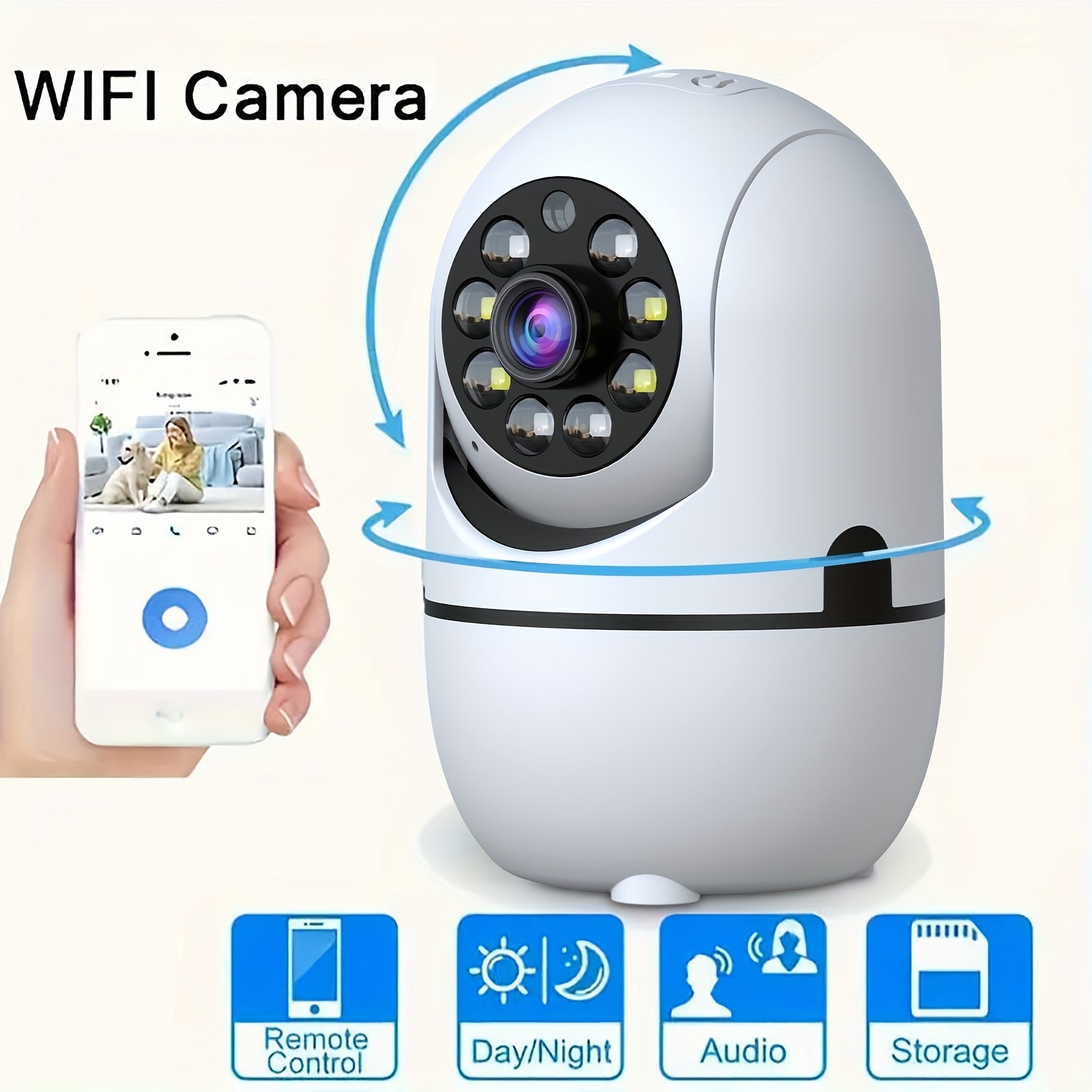 4pcs Wireless Security Camera Indoor with 355° Pan & Tilt, Night Vision, Motion Detection, 2-Way Talk, Baby/Pet Monitor, 2.4/5G WiFi, Support Cloud & Max. 256G SD Stroage, Alexa Compatible
