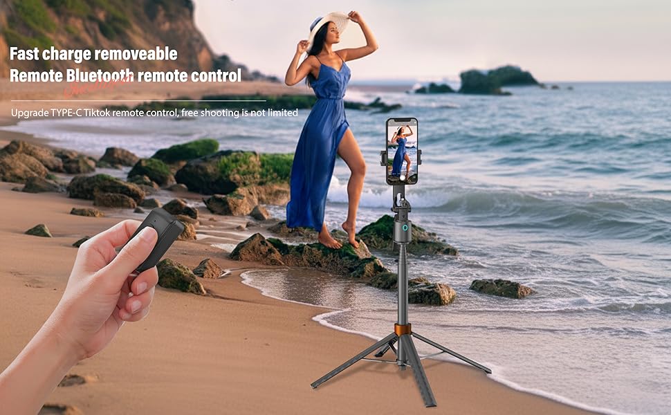AI Face Tracking Tripod with Remote, 70.87inch Extendable Pole, 360° Phone Rotating Stand, AI Smart Tracking Selfie Stick for iPhone & Android, Vlogging & Live Streaming