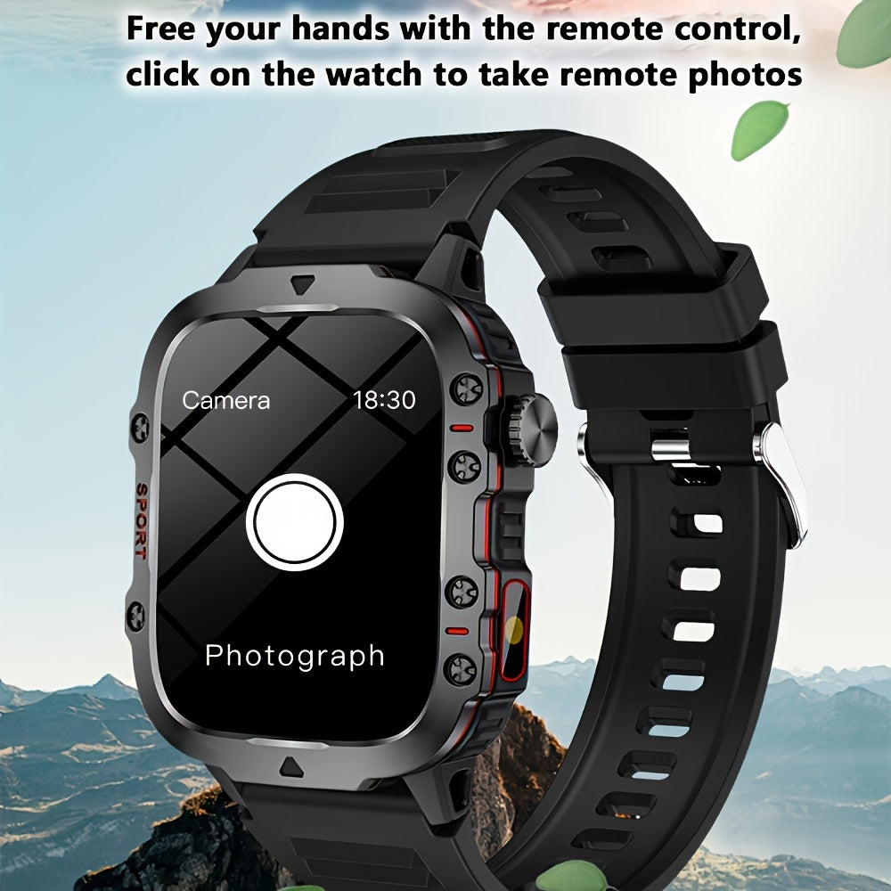 Large-Screen Smartwatch Compatible for iPhone & Android, Wireless Smartwatch with Wireless Calling/SMS, Fitness Tracker, Remote Camera Control, USB Rechargeable Smartwatch Suitable for Men & Women, Clear Display, Modern Design for Travel Gift
