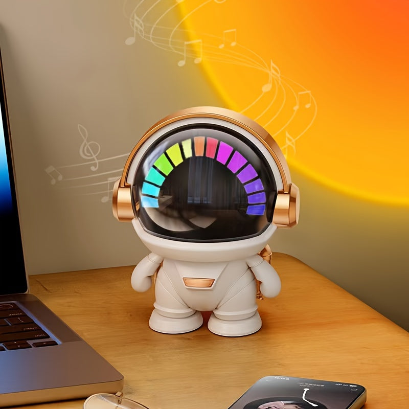FOUBEAK Cute Astronaut Small Speaker, Small Wireless Portable Speaker with LED Light, Home Party Office Decoration Subwoofer, Portable Speaker, Birthday Gift