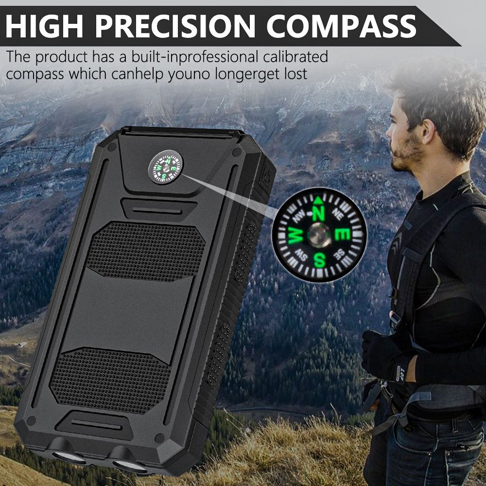 Solar Charger - 45800Mah Power Bank, Portable Solar Phone Battery Panel Charger, QC3.0 Dual USB Port Battery Pack Charger for All Cell Phones & Electronic Devices - Long Lasting, Travel Camping, LED Flashlight