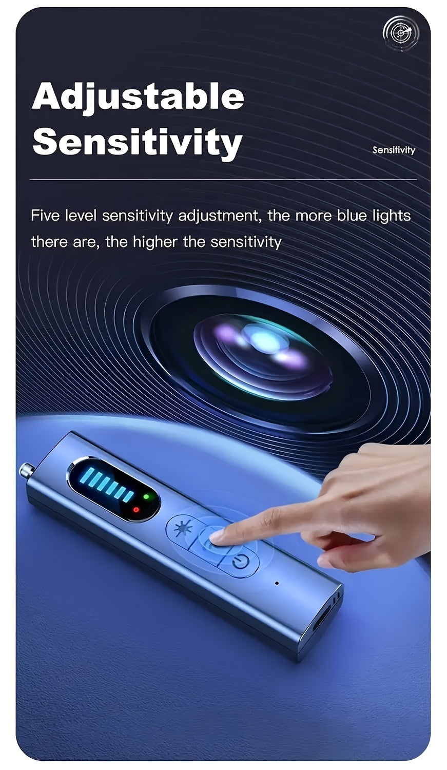 Portable Devices for Detecting Hidden Cameras And Anti-Spy RF Signals, Designed to Protect Your Privacy by Locating GPS Trackers And Wireless Eavesdropping Equipment in Various Settings Such As Cars, Homes, Hotels, Bathrooms, During Travel, And in Offices
